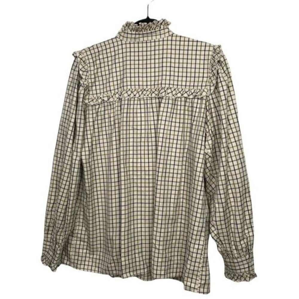 Barbour by Alexa Chung Bella Plaid Tie Neck Blouse Approx Size US 14 Runs Big - Picture 3 of 10